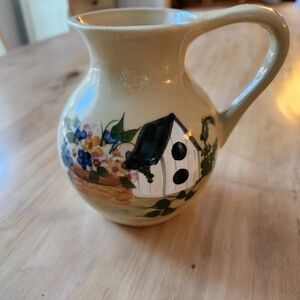 Alpine Pottery OH 2002 Roseville  Flowers Birdhouse Small Pitcher